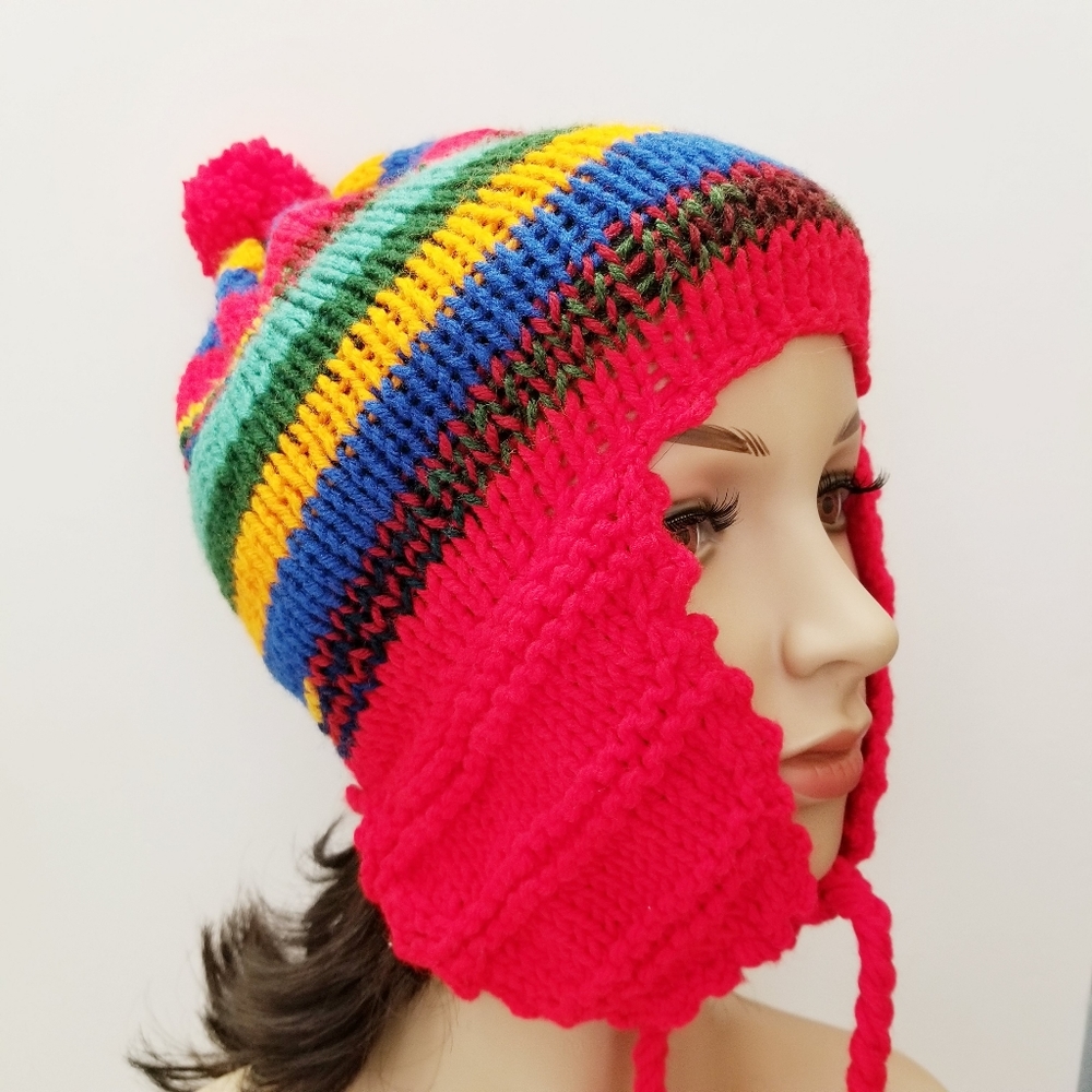 Knit Multicolor Women's Winter Chullo/Hat. New